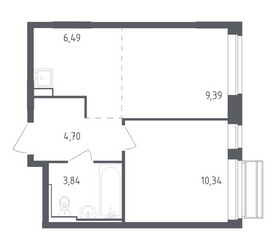 Планировка однокомнатной(квартира) площадью 34.76 квадратных метров в ЖК “ЖК Рублевский Квартал”