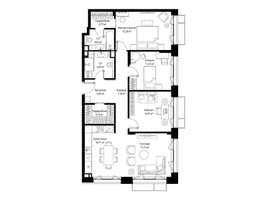 Планировка трехкомнатной(квартира) площадью 95.68 квадратных метров в “Архитектурный проект Мыс”