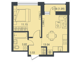 Планировка однокомнатной(квартира) площадью 32.6 квадратных метров в “ЖК Level Лесной”