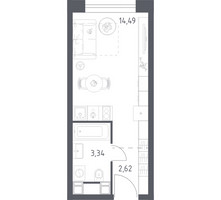 Планировка студии(апартаменты) площадью 20.45 квадратных метров в “ЖК Пятницкое 58 (Перец)”