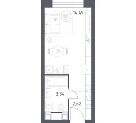 Планировка студии(апартаменты) площадью 20.45 квадратных метров в ЖК “ЖК Пятницкое 58 (Перец)”