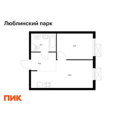 Планировка однокомнатной(квартира) площадью 31.8 квадратных метров в ЖК “ЖК Люблинский парк”
