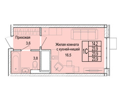 Планировка однокомнатной(квартира) площадью 24.1 квадратных метров в “ЖК Отрадный”