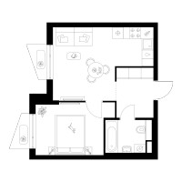 Планировка однокомнатной(квартира) площадью 35.2 квадратных метров в “ЖК Онежский вал”