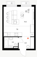 Планировка студии(квартира) площадью 29.8 квадратных метров в “ЖК Белая Дача парк”