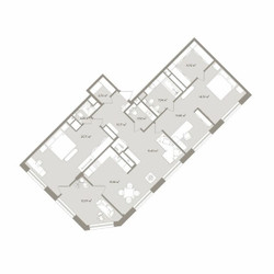 Планировка трехкомнатной(апартаменты) площадью 131.82 квадратных метров в ЖК “ЖК D'ORO MILLE (Доро Милле)”