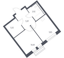 Планировка однокомнатной(квартира) площадью 34.8 квадратных метров в “ЖК Рублевский Квартал”
