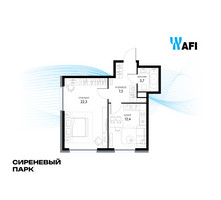 Планировка однокомнатной(квартира) площадью 46.1 квадратных метров в “ЖК Сиреневый парк”