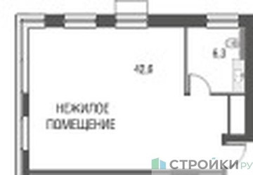 Планировка студии(квартира) площадью 49.3 квадратных метров в ЖК “ЖК Резиденции Архитекторов”