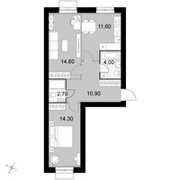Планировка двухкомнатной(квартира) площадью 58.3 квадратных метров в “Апрелевка Клаб”