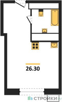 Планировка студии(квартира) площадью 26.3 квадратных метров в “ЖК Гоголь парк”