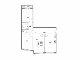 Планировка трехкомнатной(квартира) площадью 95.5 квадратных метров в “ЖК Эльйон”