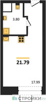 Планировка студии(квартира) площадью 21.79 квадратных метров в “ЖК Citimix (СитиМикс)”