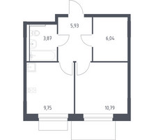 Планировка однокомнатной(квартира) площадью 36.38 квадратных метров в “ЖК Новое Внуково”
