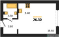 Планировка студии(квартира) площадью 26.3 квадратных метров в “ЖК Portland (Портланд)”