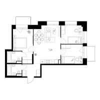 Планировка трехкомнатной(квартира) площадью 66.6 квадратных метров в “ЖК Онежский вал”