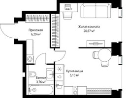 Планировка однокомнатной(квартира) площадью 35.82 квадратных метров в “Мультиквартал СИТИДЗЕН”