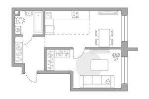 Планировка однокомнатной(квартира) площадью 40.25 квадратных метров в “ЖК Дубровка от Гранель”