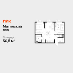 Планировка двухкомнатной(квартира) площадью 50.5 квадратных метров в ЖК “ЖК Митинский лес”