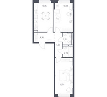 Планировка двухкомнатной(квартира) площадью 57.14 квадратных метров в “ЖК Новое Видное”