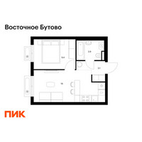 Планировка однокомнатной(квартира) площадью 32.4 квадратных метров в “ЖК Восточное Бутово”