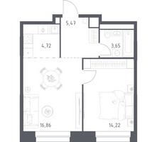 Планировка однокомнатной(квартира) площадью 44.92 квадратных метров в “ЖК Верейская 41”