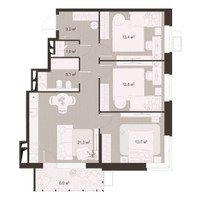 Планировка трехкомнатной(квартира) площадью 83.6 квадратных метров в “ЖК Гранд Комфорт”