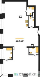 Планировка трехкомнатной(квартира) площадью 133.6 квадратных метров в ЖК “ЖК Коллекция Лужники”