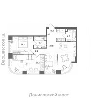 Планировка двухкомнатной(квартира) площадью 87.2 квадратных метров в “ЖК СТОУН Блик”