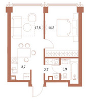 Планировка однокомнатной(квартира) площадью 41.7 квадратных метров в “ЖК Symphony 34 (Симфония 34)”