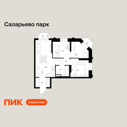 Планировка двухкомнатной(квартира) площадью 48.9 квадратных метров в ЖК “ЖК Саларьево парк”