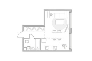 Планировка однокомнатной(квартира) площадью 33.33 квадратных метров в “ЖК Мневники от Гранель”