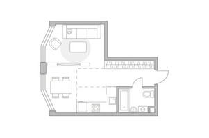 Планировка однокомнатной(квартира) площадью 36.43 квадратных метров в “ЖК Мневники от Гранель”