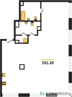 Планировка двухкомнатной(квартира) площадью 101.1 квадратных метров в “ЖК Luzhniki Collection (Коллекция Лужники)”