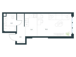Планировка студии(квартира) площадью 31.7 квадратных метров в “ЖК Левел Южнопортовая”