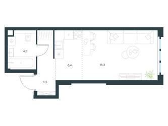 Планировка студии(квартира) площадью 31.7 квадратных метров в ЖК “ЖК Левел Южнопортовая”