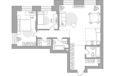 Планировка двухкомнатной(квартира) площадью 92.75 квадратных метров в ЖК “ЖК Павелецкая от Гранель”