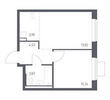 Планировка однокомнатной(квартира) площадью 36.46 квадратных метров в “ЖК Подольские кварталы”