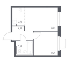 Планировка однокомнатной(квартира) площадью 36.46 квадратных метров в ЖК “ЖК Подольские кварталы”