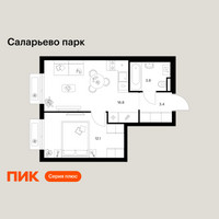 Планировка однокомнатной(квартира) площадью 36.2 квадратных метров в “ЖК Саларьево парк”