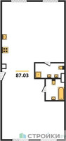 Планировка трехкомнатной(квартира) площадью 87.03 квадратных метров в “ЖК Дом Достижение”
