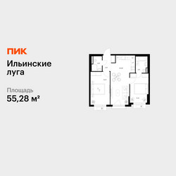 Планировка двухкомнатной(квартира) площадью 55.28 квадратных метров в ЖК “ЖК Ильинские луга”