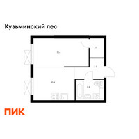 Планировка однокомнатной(квартира) площадью 31.7 квадратных метров в “ЖК Кузьминский лес”