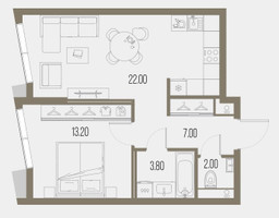Планировка однокомнатной(квартира) площадью 48 квадратных метров в “ЖК Северный порт. Береговые кварталы”