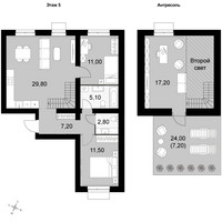 Планировка 4+ комнатной(квартира) площадью 91.8 квадратных метров в “Апрелевка Клаб”