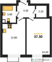 Планировка однокомнатной(квартира) площадью 37.3 квадратных метров в ЖК “ЖК Дмитровское небо”