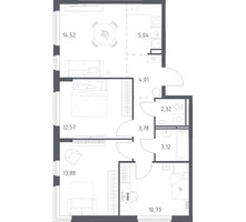 Планировка трехкомнатной(квартира) площадью 69.97 квадратных метров в “ЖК Мытищи Парк”