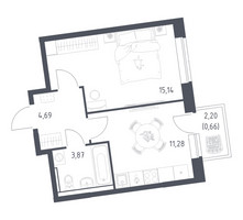 Планировка однокомнатной(квартира) площадью 35.64 квадратных метров в “ЖК Подольские кварталы”