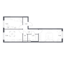 Планировка двухкомнатной(квартира) площадью 59.07 квадратных метров в “ЖК Горки Парк”