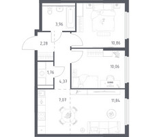 Планировка двухкомнатной(квартира) площадью 52.2 квадратных метров в “ЖК Пригород Лесное”